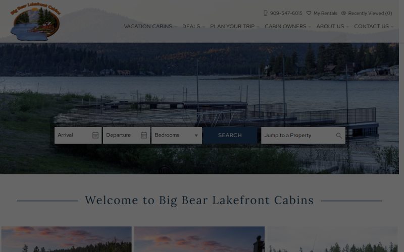 Big Bear Lakefront Cabins website