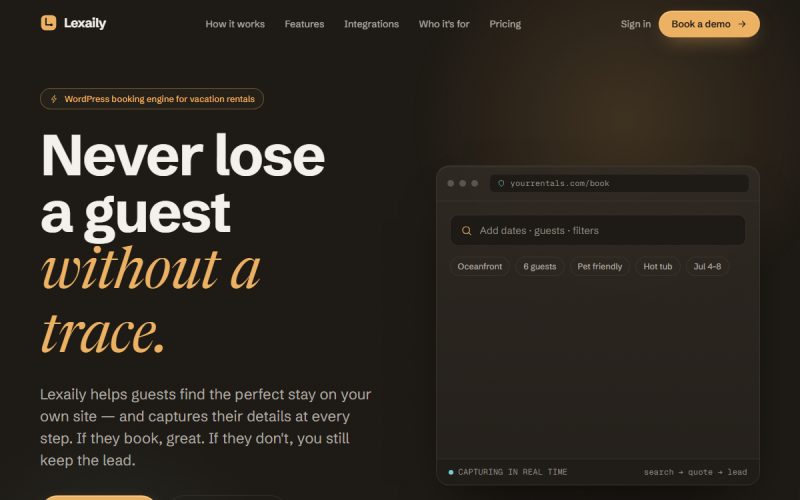 Lexaily booking engine website