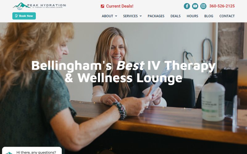 Peak Hydration Lounge website