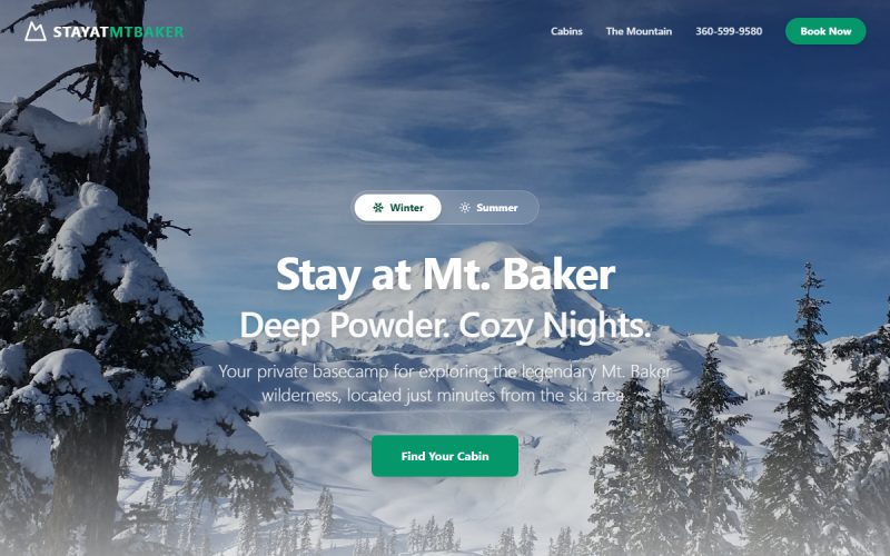 Stay at Mt Baker website